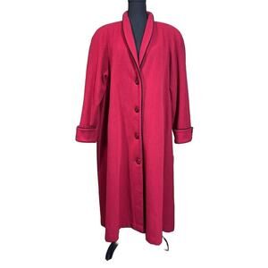 Vintage Projections Overcoat Womens 18 Wool Blend Full Length Coat Red USA Made